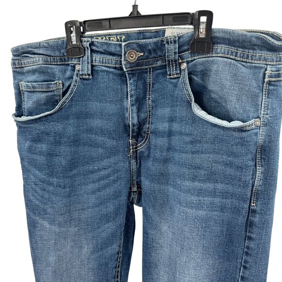 TK Axel Slim Boot Cut Blue Denim Jeans Mens Size 34x31.5 Classic Fit Durable Mat - Picture 2 of 9